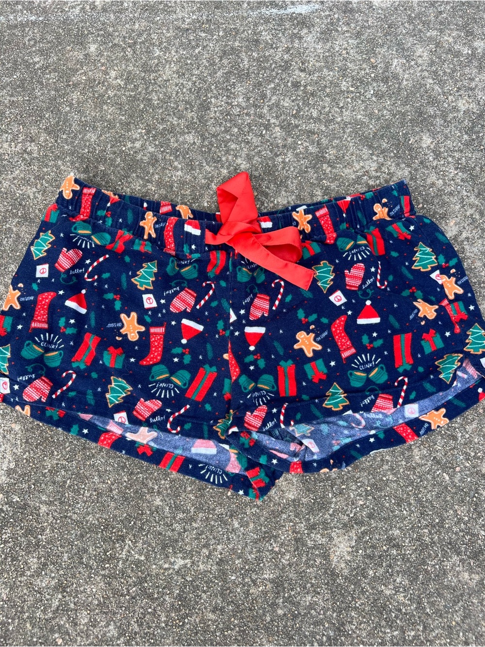 Old Navy Christmas Gingerbread Holiday Pajama Shorts Navy Medium